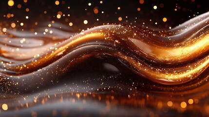 Abstract Swirls of Chocolate and Caramel with Glossy Bubbles