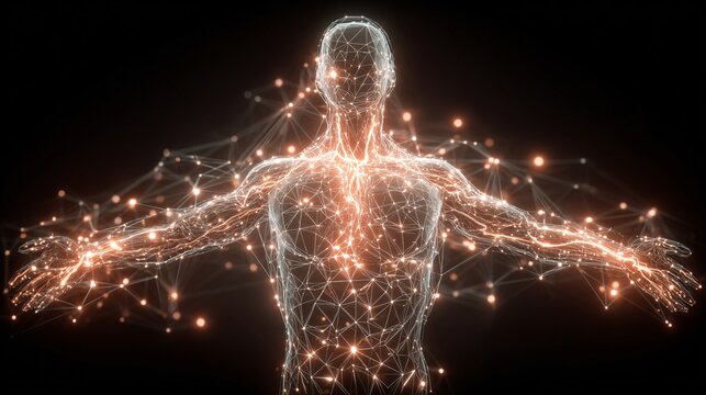 Cuerpo humano digitalmente conectado, sistema nervioso, representaci&oacute;n abstracta