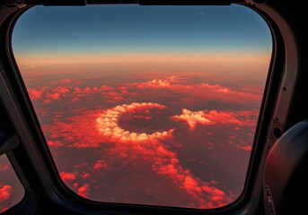 Cockpit View Above the Clouds with Turkish Flag Formed in Sky