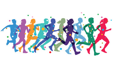 Eine Gruppe von Läufern und  jogger, Illustration