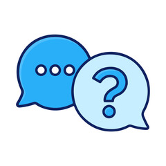 A survey chat speech bubbles with question mark symbol, vector illustration