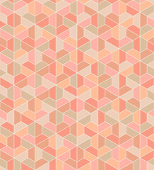 trapezes, diamond, hexagon shapes. vector seamless pattern. peach color repetitive background. geometric fabric swatch. wrapping paper. continuous design template for textile, home decor