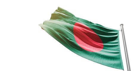 Bangladesh national flag waving on white background with cutout path. A flag on isolated background...
