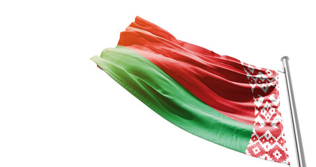 Belarus national flag waving on white background with cutout path. A flag on isolated background...