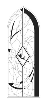 black and white stained glass window design clip art preview