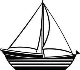 sailboat black and white silhouette vector design