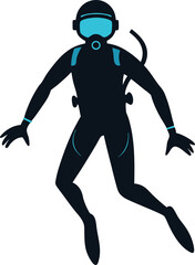 scuba diver isolated silhouette