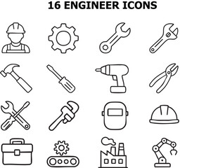 Engineer icon with helmet and gear vector