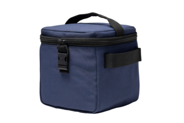 Dark navy blue square insulated bag with handles and zipper