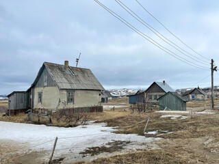 Old abandoned houses in the village of Teriberka, Murmansk region, Russia