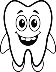 tooth cartoon character isolated silhouette