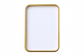 Minimalist Smartphone with Sleek Golden Bezel and White Display, Isolated on a Clean Background