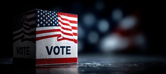 Voting box for America president election. Democracy nation politic campaign. Generative AI technology.	
