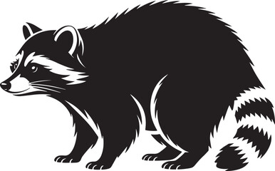 Obraz premium Detailed Raccoon Silhouette Vector Illustration Wildlife Animal Masked Bandit Forest Creature Design