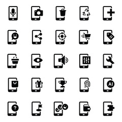 Glyph icons set for Smartphone services