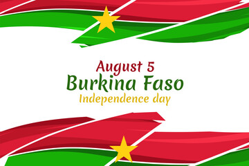 August 5, Burkina Faso Independence day vector illustration. Suitable for greeting card, poster and banner.