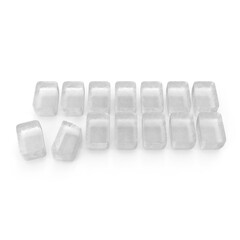 Multiple Ice Cubes in Rows Isolated on Transparent Background