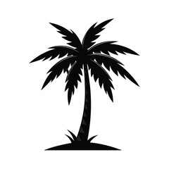 Obraz premium Silhouette of a palm tree on white background Vector illustration