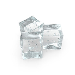 Clear Ice Cubes Isolated on Transparent Background