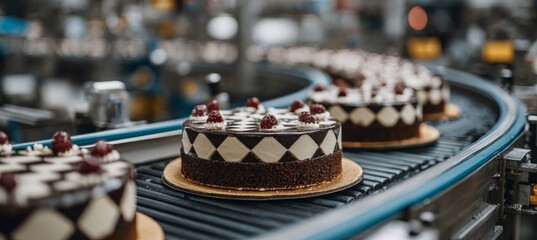 Birthday chocolate cake. Dessert sweet food. Generative AI technology.