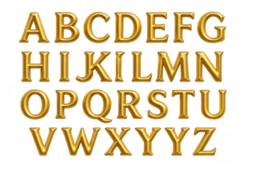 Luxurious Golden Alphabet Letters Displayed in Rows, Representing Language and Communication with Elegance and Sophistication