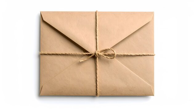 Top View of a Rustic Envelope with a Simple String Closure

