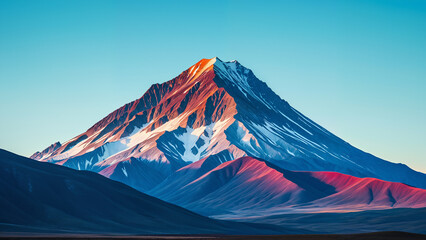 Computer generated image of colorful mountain landscape.