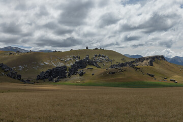 Obraz premium ニュージーランド カンタベリーのキャッスル・ヒル / クラ・タフィティ保護地域の風景