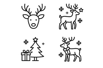 Christmas reindeer and festive icons