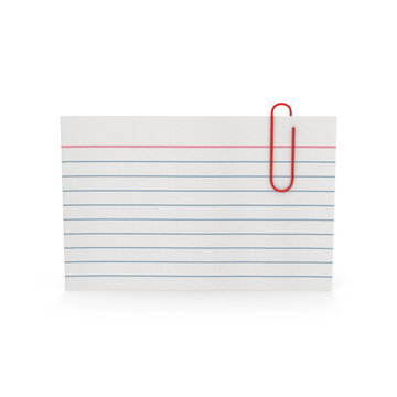 Index Card with Red Paperclip Isolated on Transparent Background