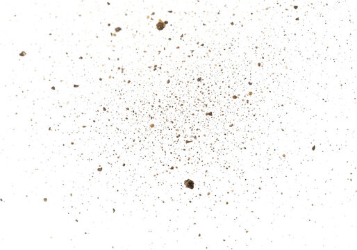 Scattered dust particles and dirt specks isolated on a transparent background
