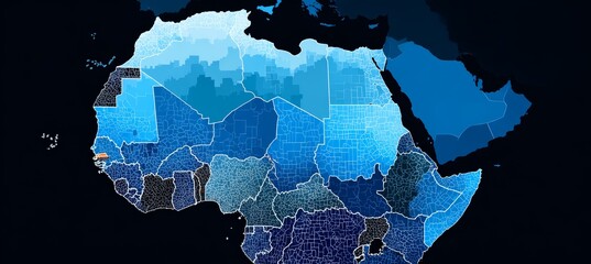 Africa and Arabian peninsula map. Country independence day concept. Generative AI technology.