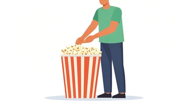 Person pouring popcorn into bucket illustration