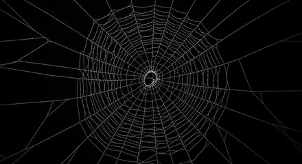 Fototapeta premium Spider Web Against Black Background