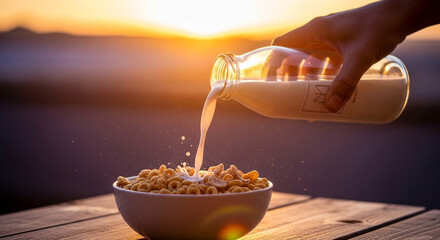 pouring milk into a glass