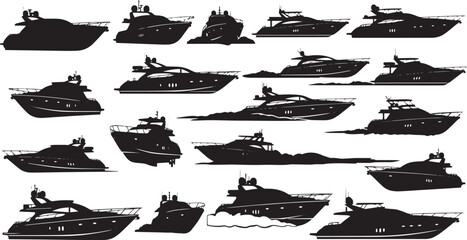 Yacht and Motor Boat Silhouettes