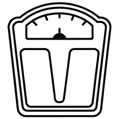 Black and white illustration of a bathroom scale weight measurement