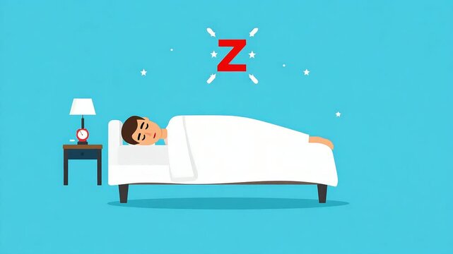 Person sleeping in bed illustration