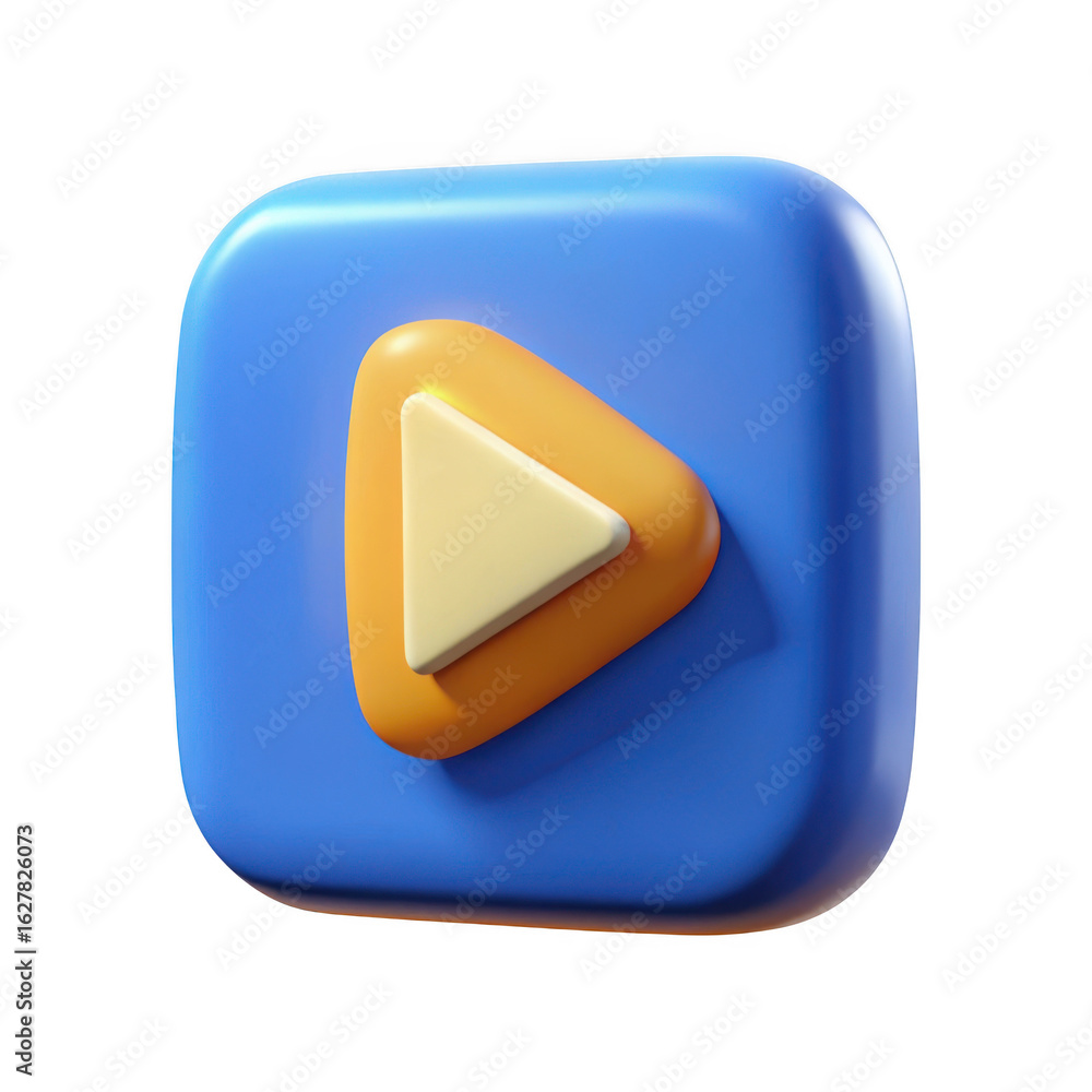 Poster 3d play button icon isolated on transparent background
