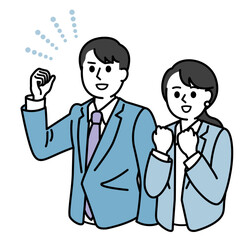 喜んでいるビジネスマン　男女