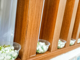 A bunch of beautiful Jasmine flower or Bunga Melati kuncup. Suitable for wedding decoration and accessories.