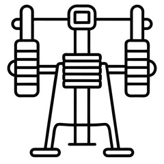 Black and white illustration of a weightlifting machine fitness exercise