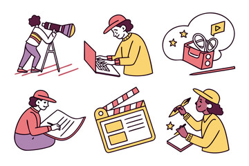 People engaged in diverse creative and intellectual activities