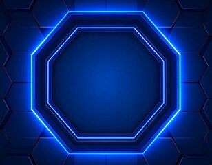 Abstract blue glowing octagon frame