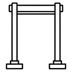 Black outline of a horizontal bar supported by two vertical posts archway gate