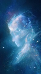 Virgo zodiac sign. Illuminated  Virgo In a Cosmic Starfield Galaxy Artistry