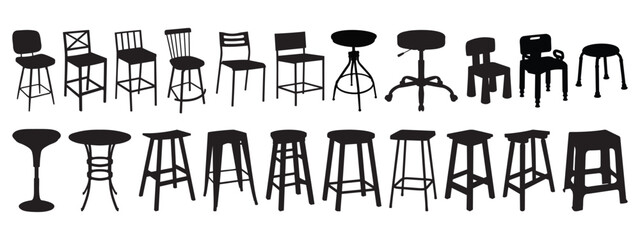 Collection of Silhouetted Bar Stools and Chairs
