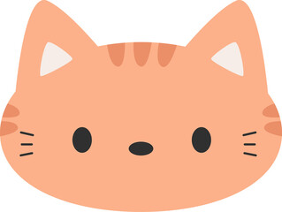 Cute orange cat face cartoon flat design illustration