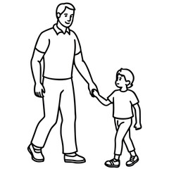 Obraz premium Father and son holding hands walking together family