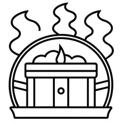 Incense altar with smoke and flames religious